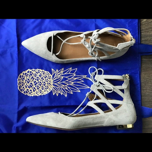 Aquazzura Shoes - Aquazurra Belgravia flats, 39, light grey suede